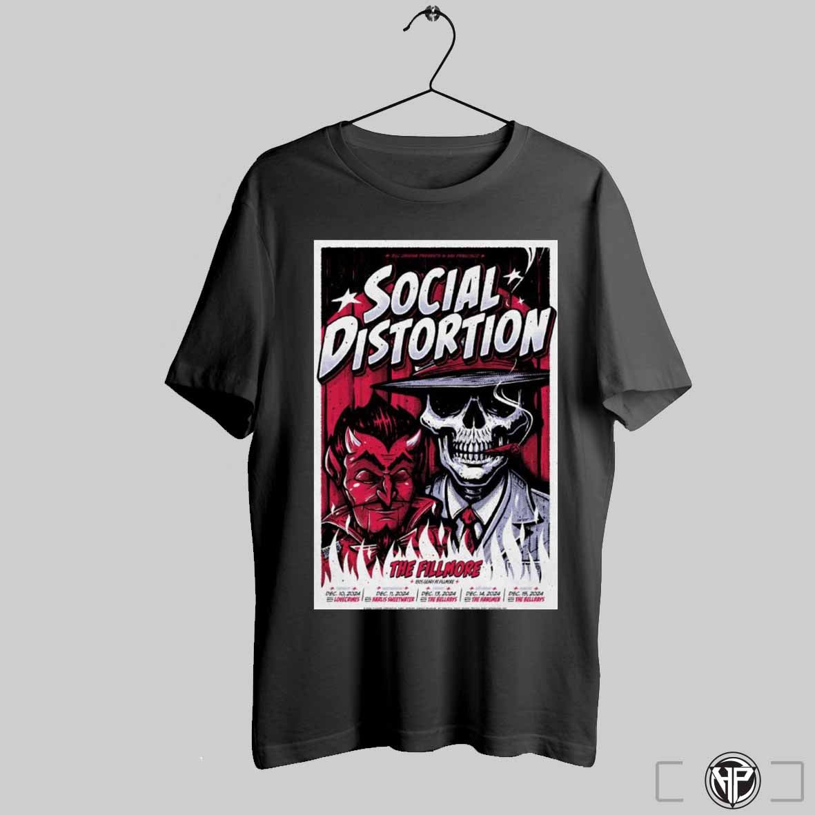 The Fillmore Social Distortion Poster 2024 Geary At Fillmore December T Shirts Trendy Sweatshirt Hoodie | CoreVibeTees.com