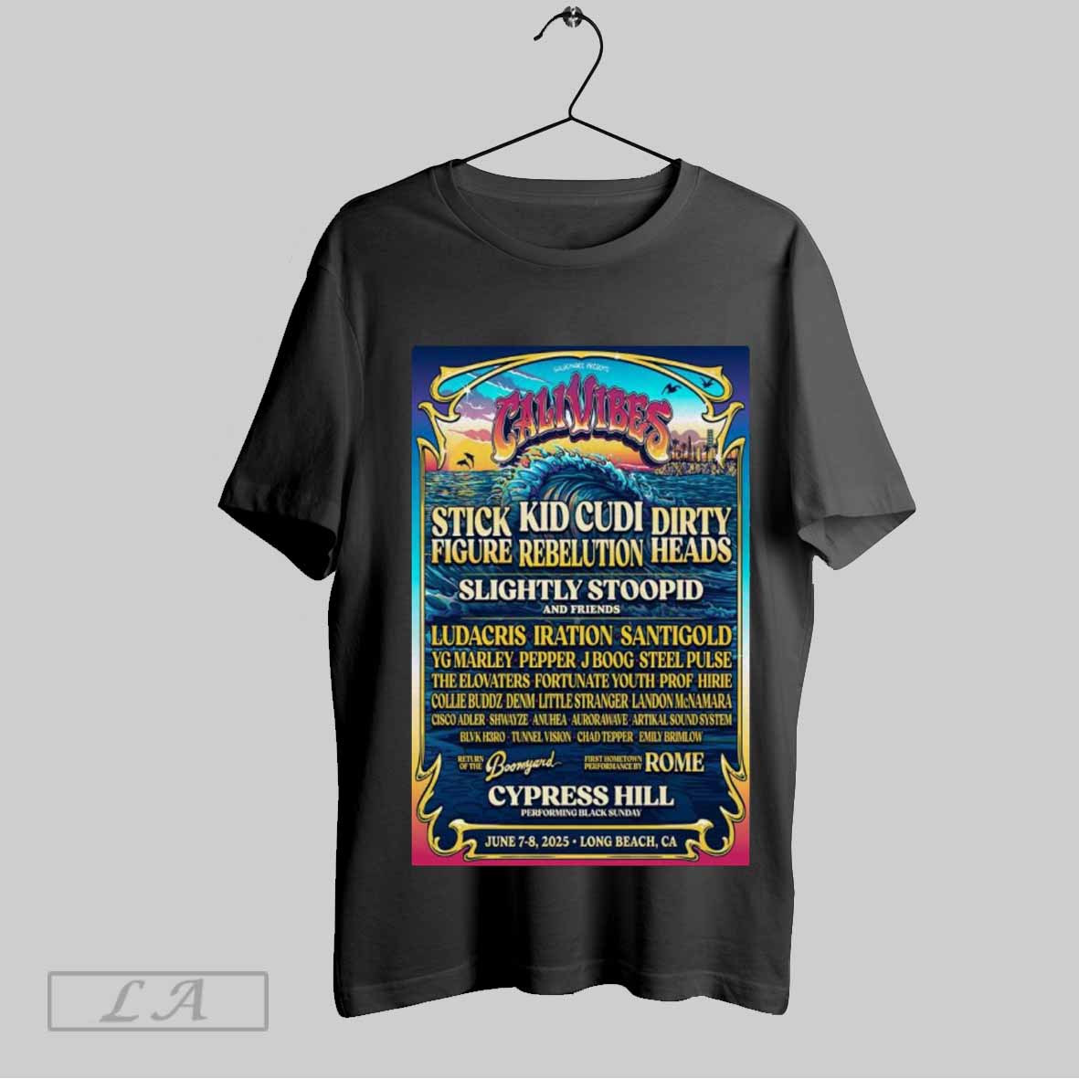 Top Cali Vibes Fest June 7 8 2025 Marina Green Park Long Beach Ca Poster T-Shirts, Hoodie, Sweatshirt | CoreVibeTees.com