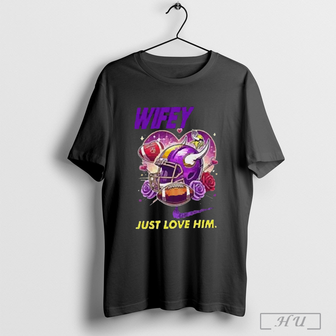 Top Hubby Wifey Just Love Him Her Minnesota Vikings Helmet 2025 T Shirt Hoodie, Sweatshirt | CoreVibeTees.com