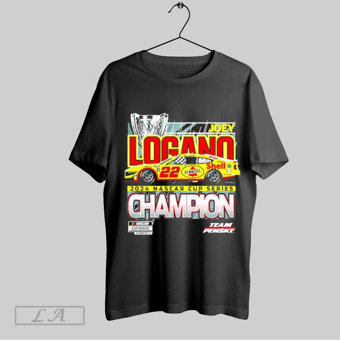 Top Mens Team Penske Black Joey 22 Logano 2024 Nascar Cup Series Champion T Shirt Hoodie, Sweatshirt | CoreVibeTees.com