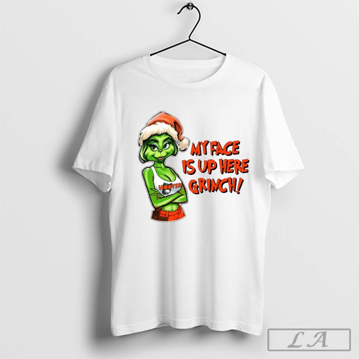 The Grinch Hooters My Face Is Up Here Grinch Merry Christmas Shirt Hoodie, Sweatshirt | CoreVibeTees.com