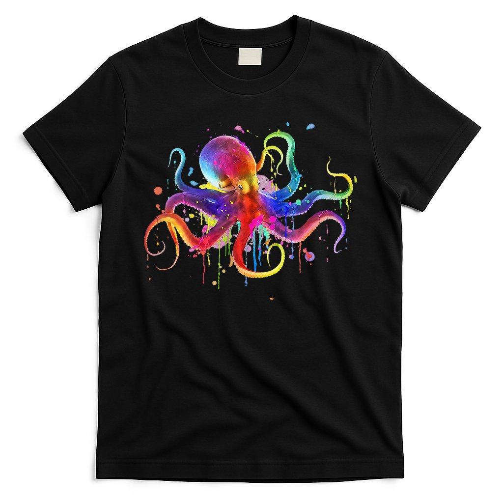 Dripping Rainbow Octopus Psychedelic Colorful Octopus T-Shirt Hoodie, Sweatshirt | CoreVibeTees.com