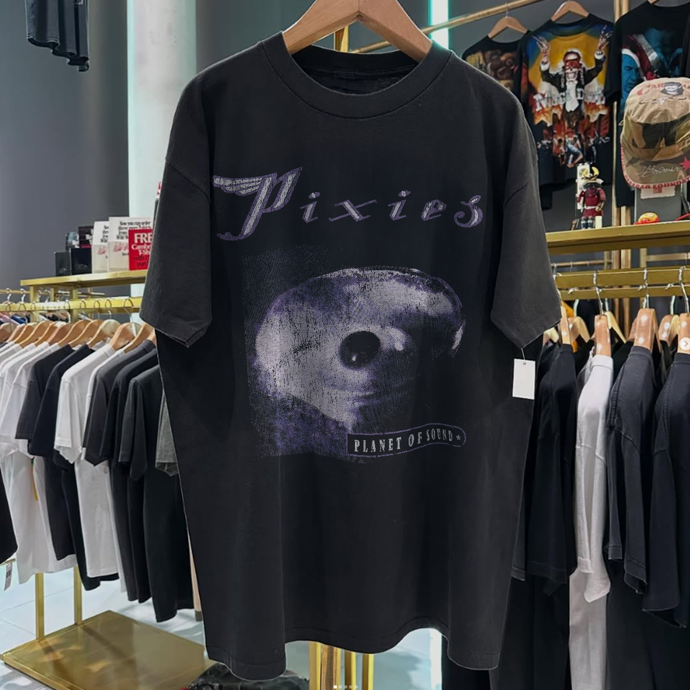 1991 PIXIES 'PLANET OF SOUND' LONDON ULTRA RARE BLACK T-SHIRT Hoodie, Sweatshirt | CoreVibeTees.com (Image 1)