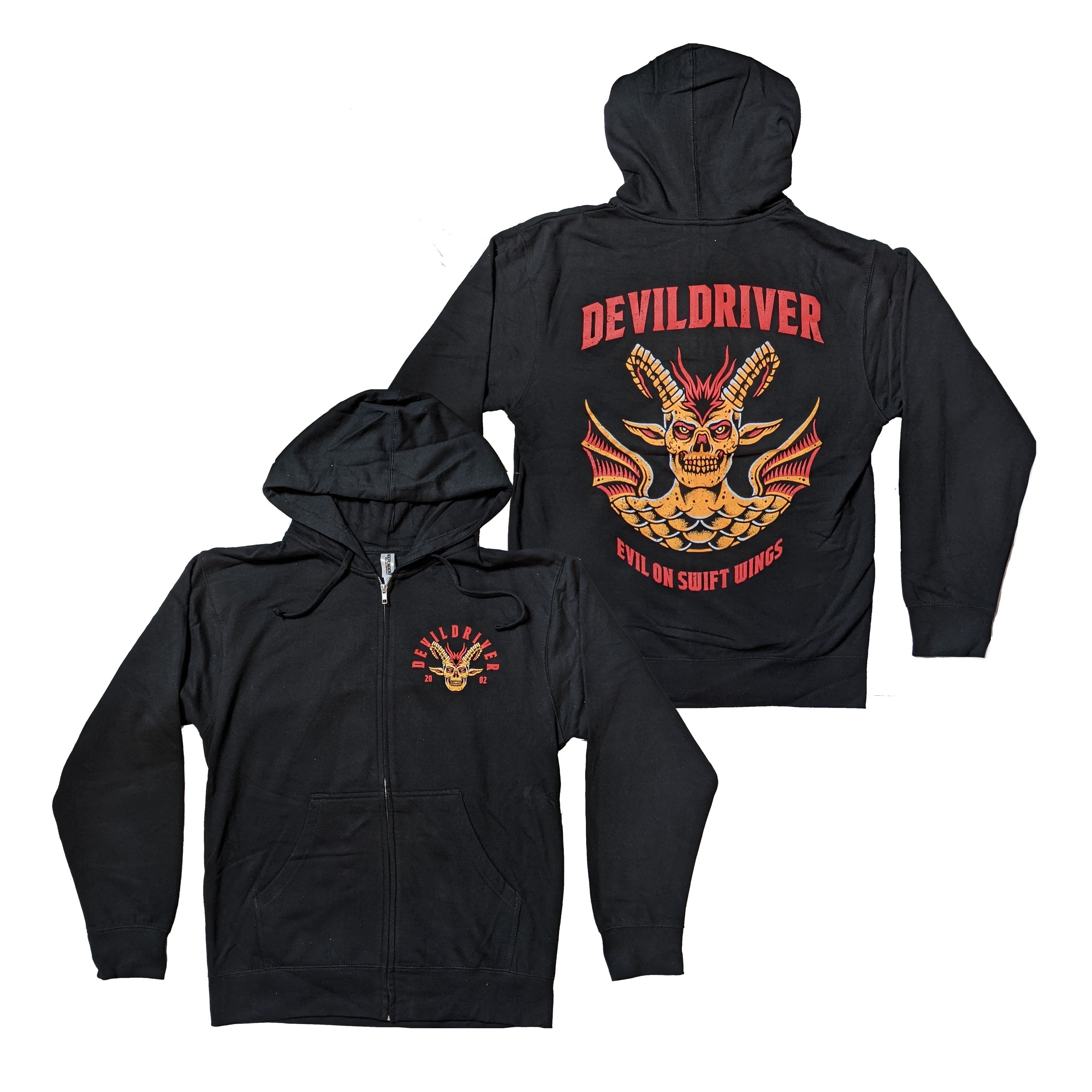 DevilDriver - Evil On Swift Wings zip-up hoodie T-Shirts, Sweatshirt | CoreVibeTees.com (Image 1)