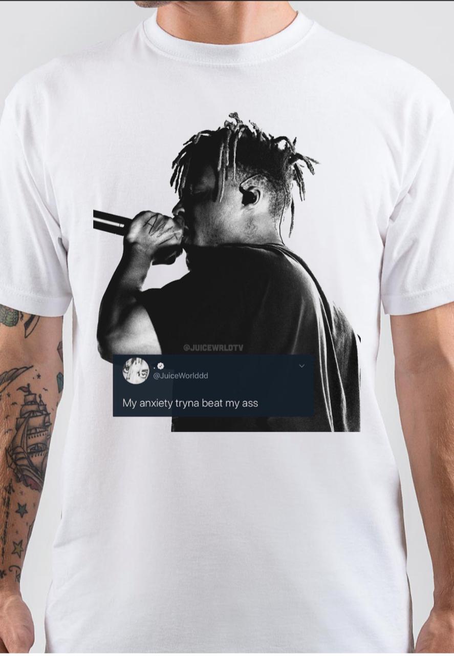 Juice Wrld Half Sleeve White T-Shirt Hoodie, Sweatshirt | CoreVibeTees.com