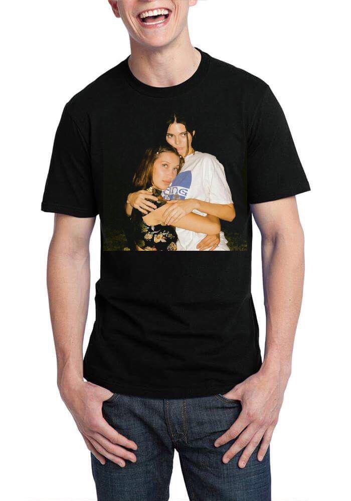 Kendall jenner And Bella Hadid Half Sleeve Black T-Shirt Hoodie, Sweatshirt | CoreVibeTees.com