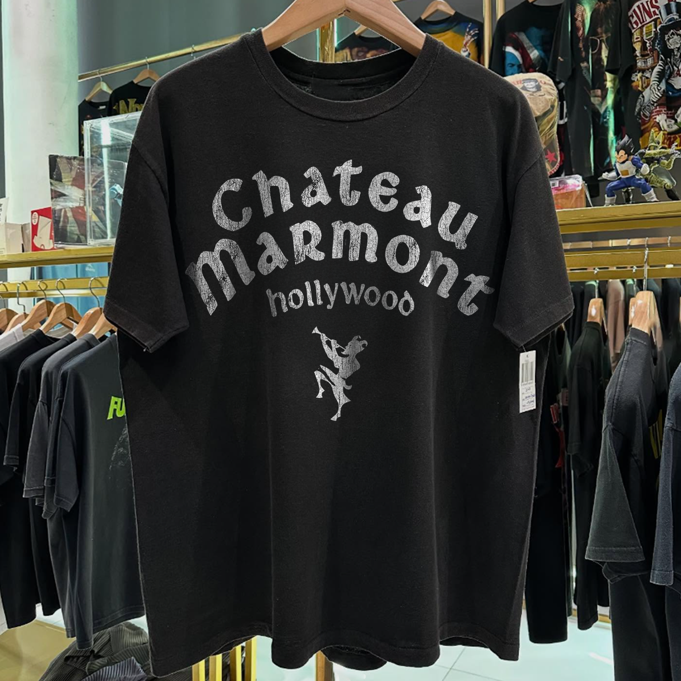 90s CHATEAU MARMONT 'HOLLYWOOD' RARE WASHED BLACK T-SHIRT Hoodie, Sweatshirt | CoreVibeTees.com (Image 1)