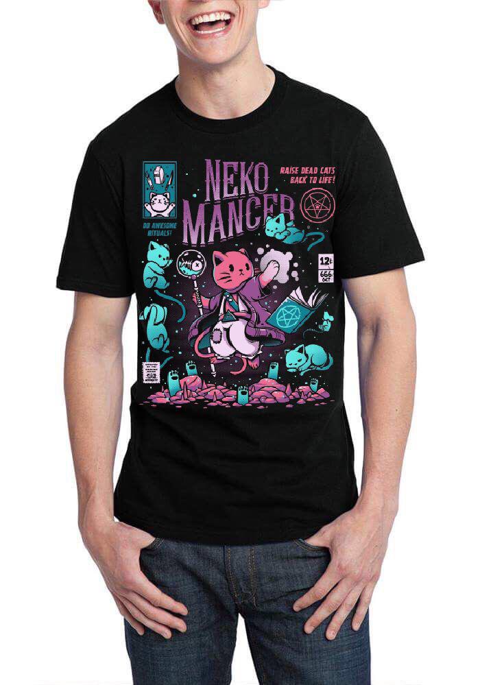Nekomancer Half Sleeve Black T-Shirt Hoodie, Sweatshirt | CoreVibeTees.com