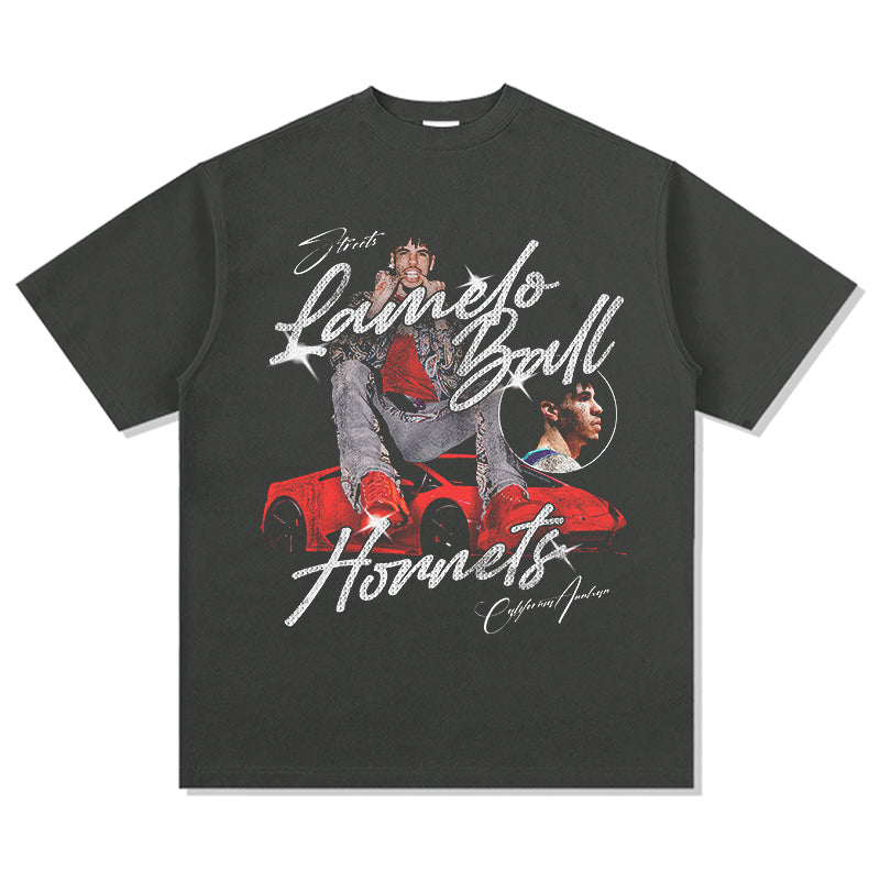 Three-ball Red Lamborghini LaMelo Ball TEE NBA 2024 Hoodie, Sweatshirt | CoreVibeTees.com (Image 2)