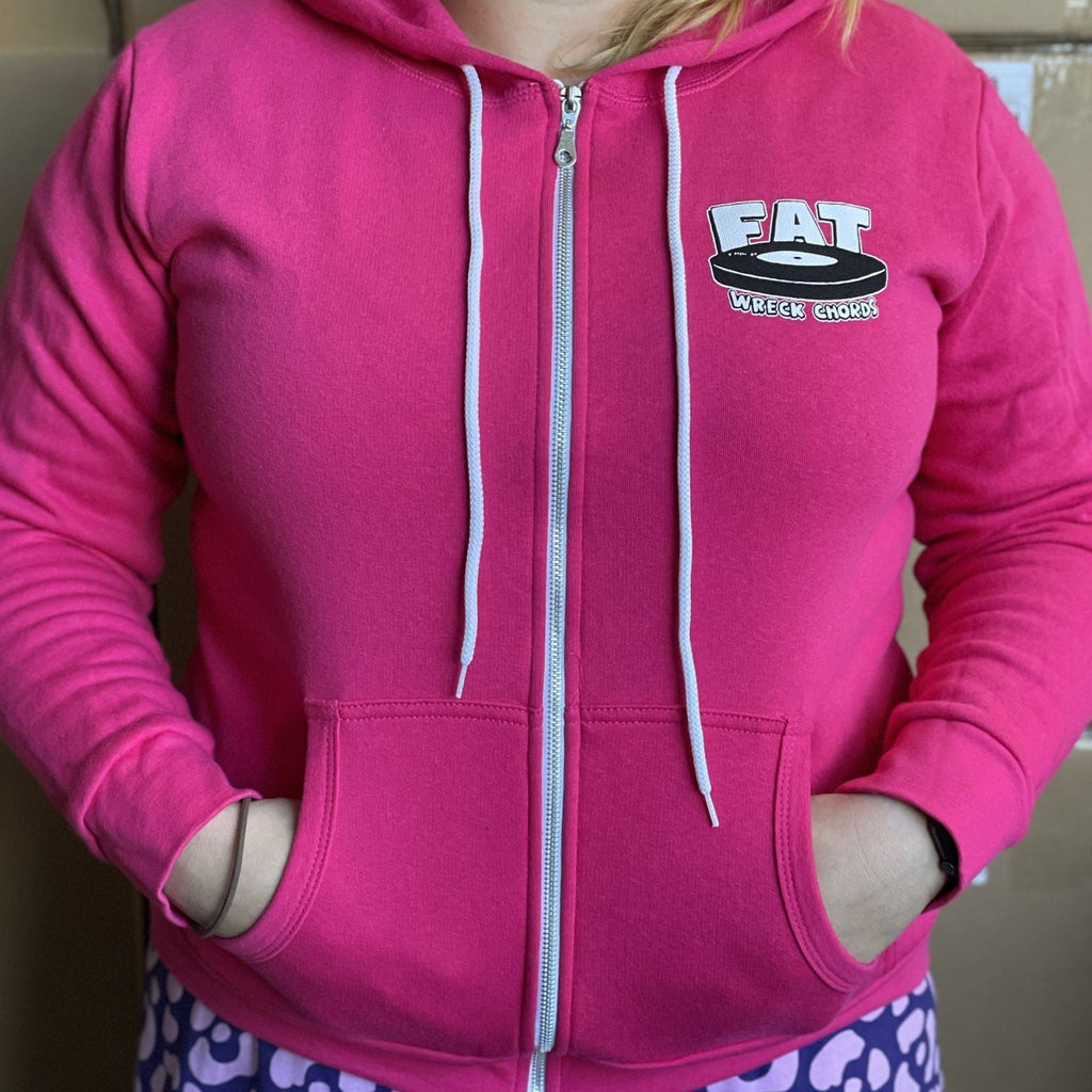 Fat Wreck Chords Zip Up Hoodie (Pink) T-Shirts, Sweatshirt | CoreVibeTees.com (Image 1)