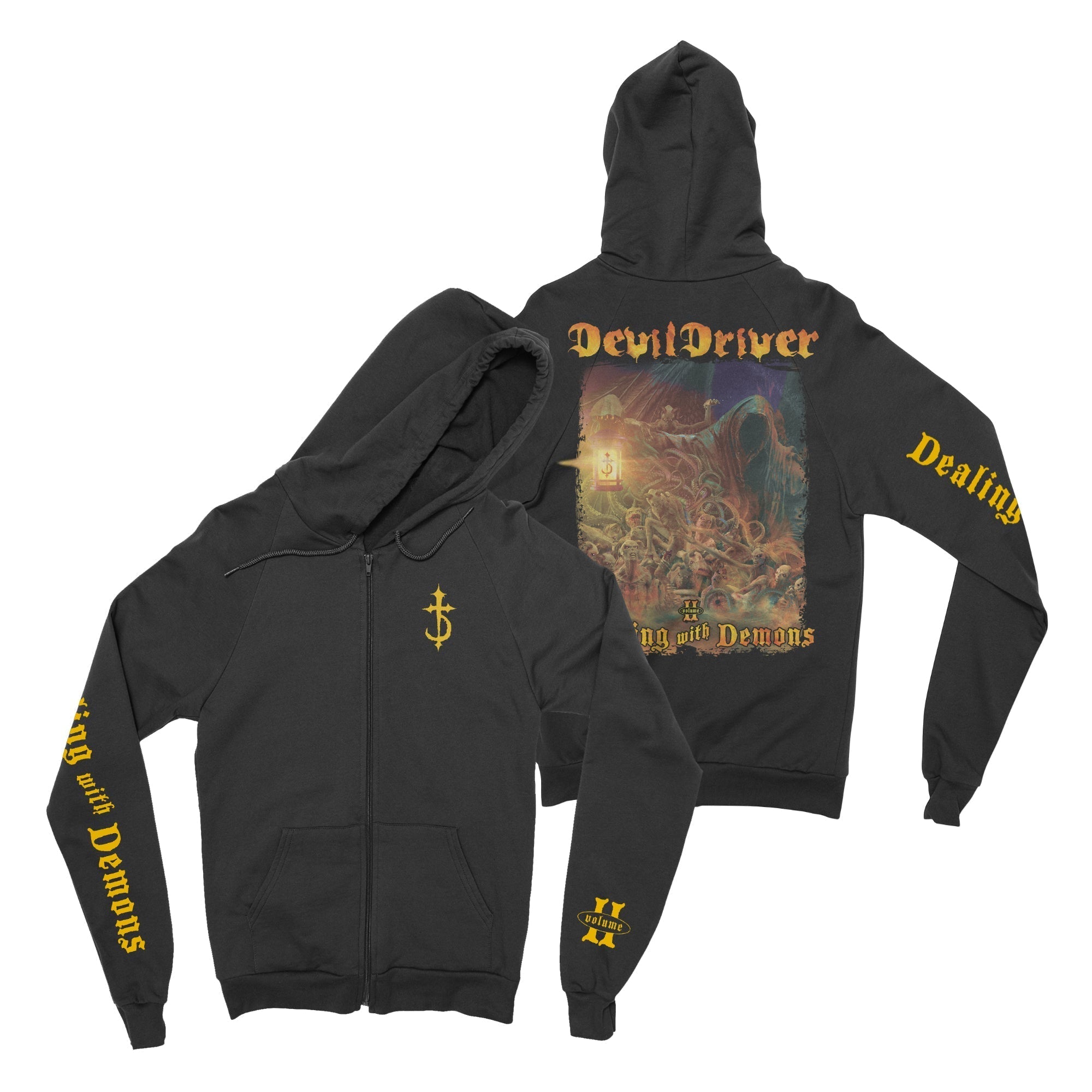 DevilDriver - Dealing With Demons II Cross zip-up hoodie T-Shirts, Sweatshirt | CoreVibeTees.com (Image 1)