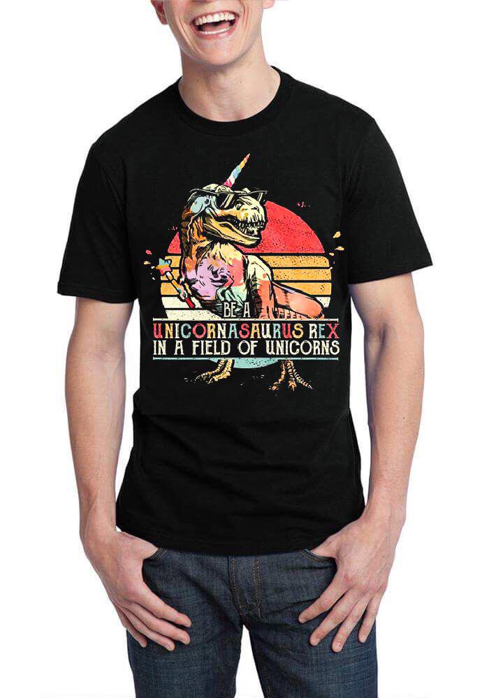 Unicornasaurus Rex In A Field Of Unicorns Black Half Sleeve T-Shirts, Hoodie, Sweatshirt | CoreVibeTees.com