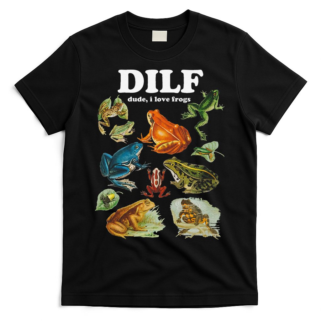 Funny DILF Damn I Love Frogs Cottagecore Aesthetic T-Shirt Hoodie, Sweatshirt | CoreVibeTees.com