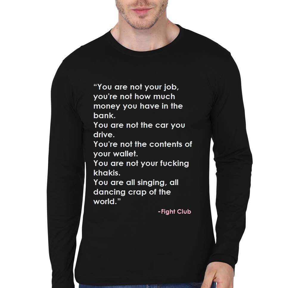 Fight Club Black Full Sleeve T-Shirt Hoodie, Sweatshirt | CoreVibeTees.com