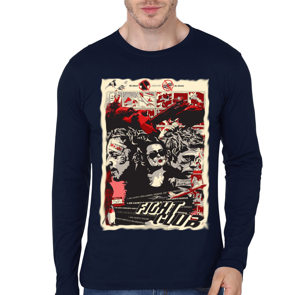 Fight Club Navy Blue Full Sleeve Tee Hoodie, Sweatshirt | CoreVibeTees.com