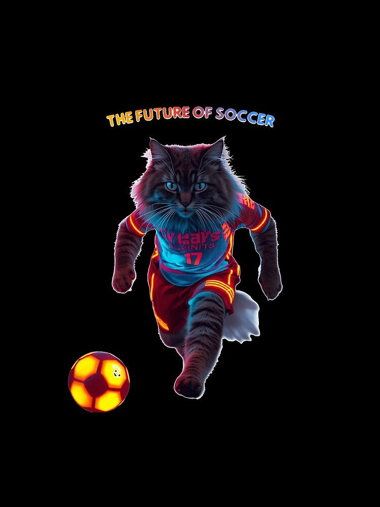 Cyberpunk Soccer Cat Neon Football Striker by Quotable Gear