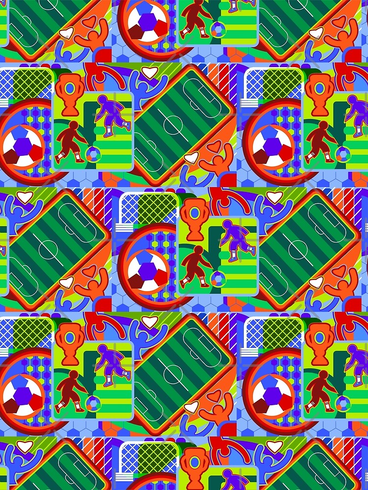 Eat Sleep Win Repeat Soccer Goal Vibrant Art Abstract by sofiartmedia