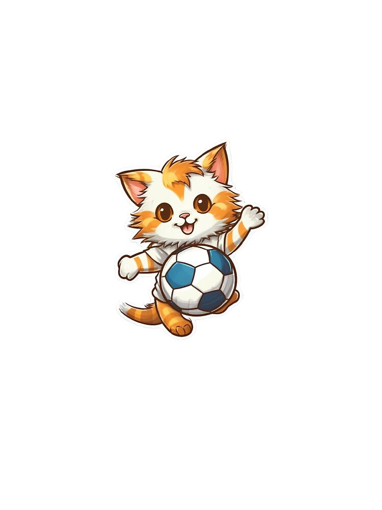 Cat Playing Football Cute by TekunawArt