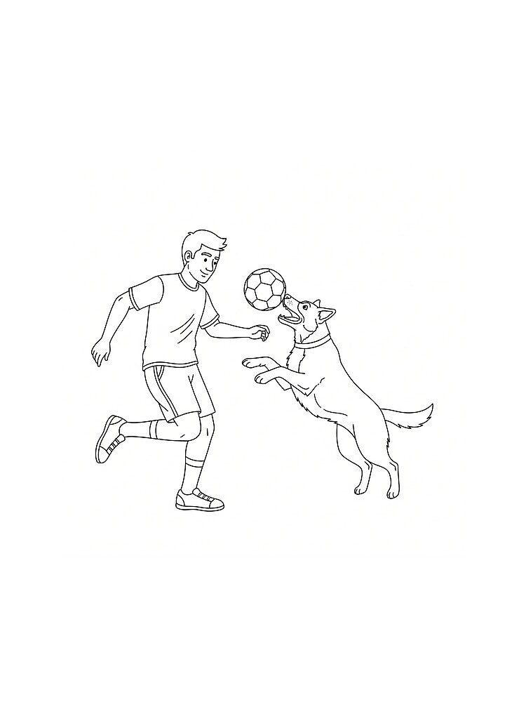 Football Friends - Man and Dog Sketch by TheResearchFile