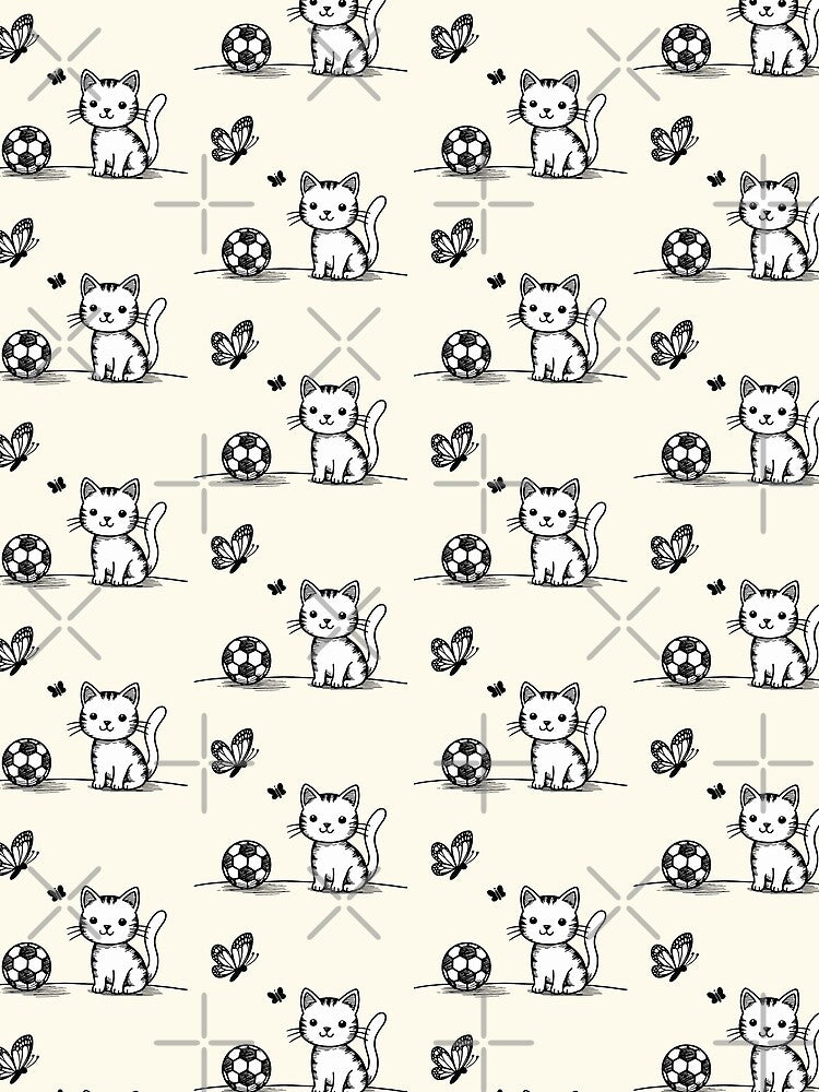 Cute cat animal sport football soccer ball butterfly by anrecat