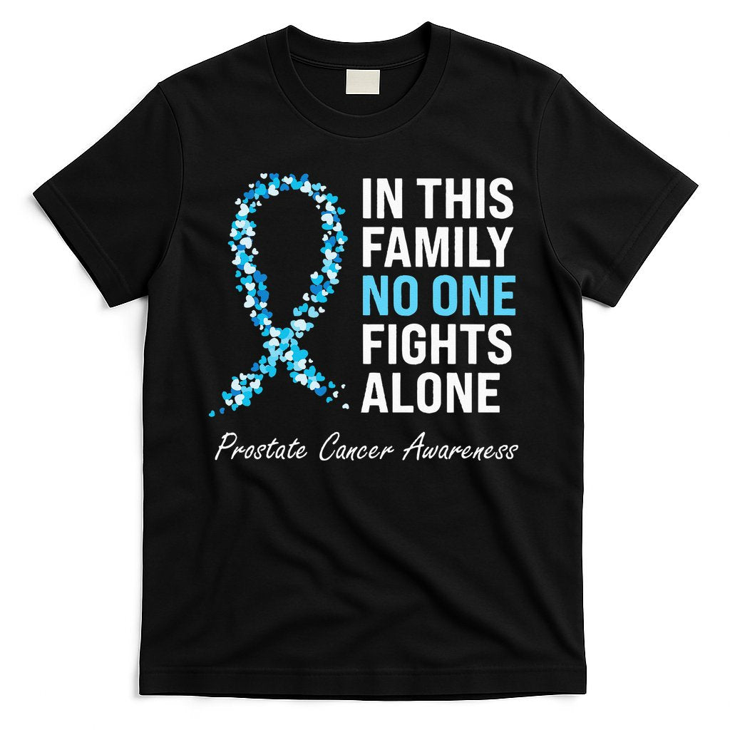 Family Prostate Cancer Awareness Light Blue Ribbon Survivor T-Shirt Hoodie, Sweatshirt | CoreVibeTees.com