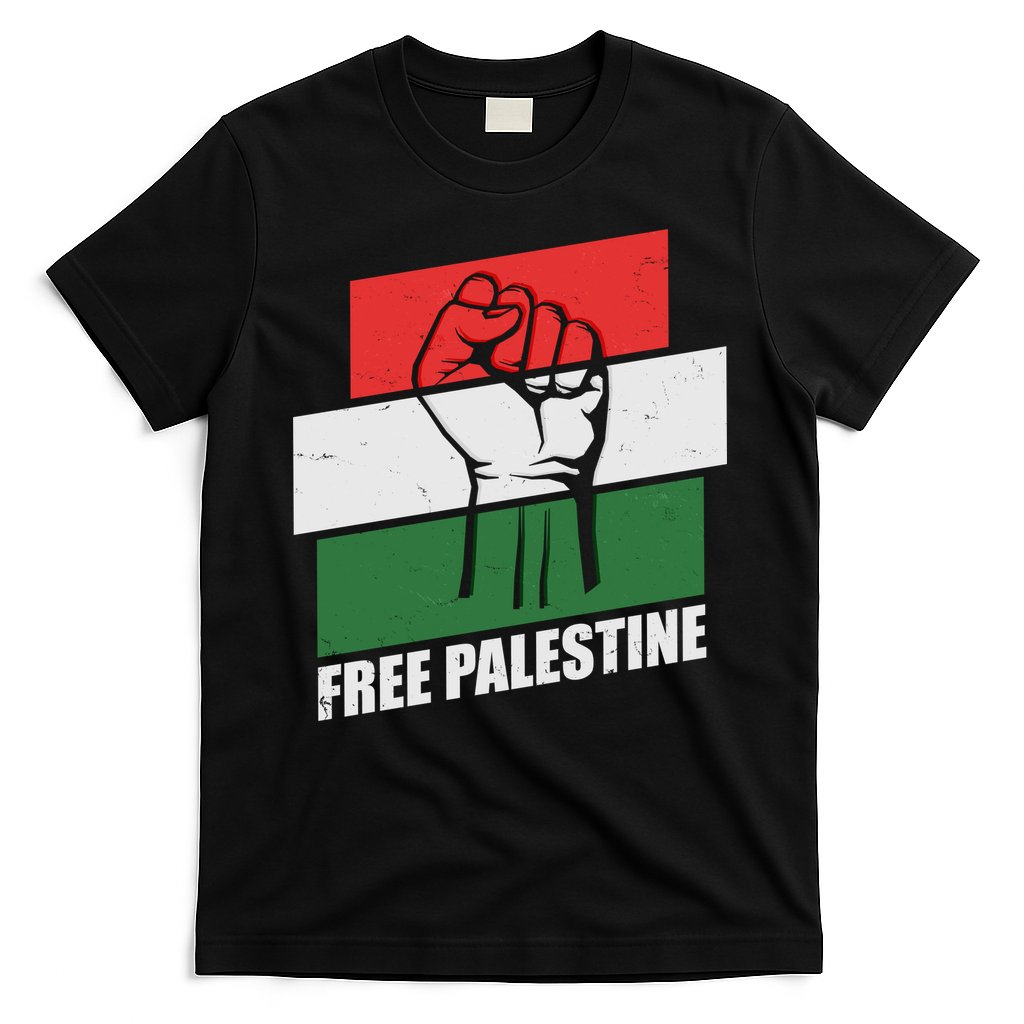 Free Palestine Flag Colors Blocks Protest Fist T-Shirt Hoodie, Sweatshirt | CoreVibeTees.com