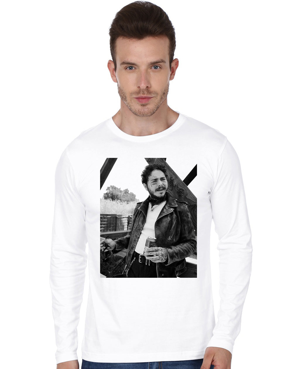 Post Malone White Full Sleeve T-Shirt Hoodie, Sweatshirt | CoreVibeTees.com