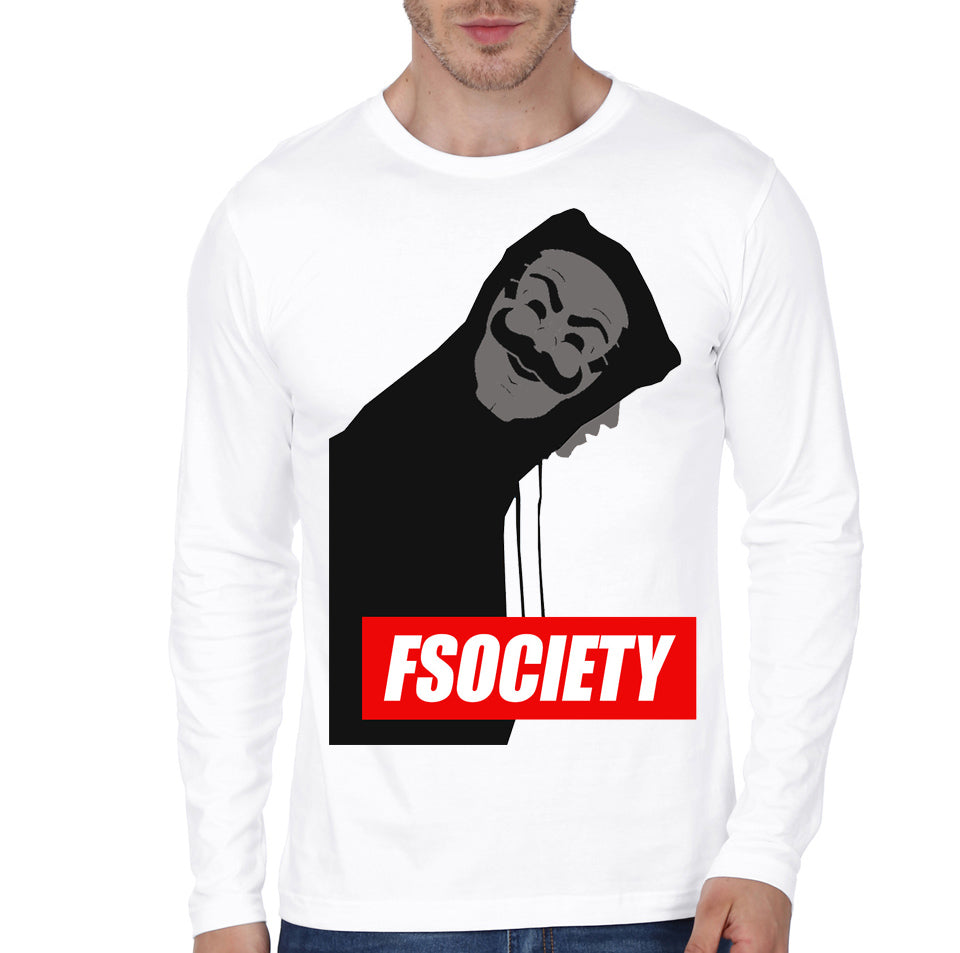 Fsociety White Full Sleeve T-Shirt Hoodie, Sweatshirt | CoreVibeTees.com