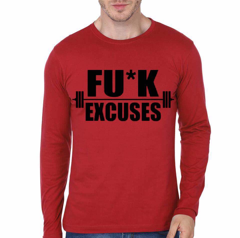 Fuck Exuces Red Full Sleeve T-Shirt Hoodie, Sweatshirt | CoreVibeTees.com