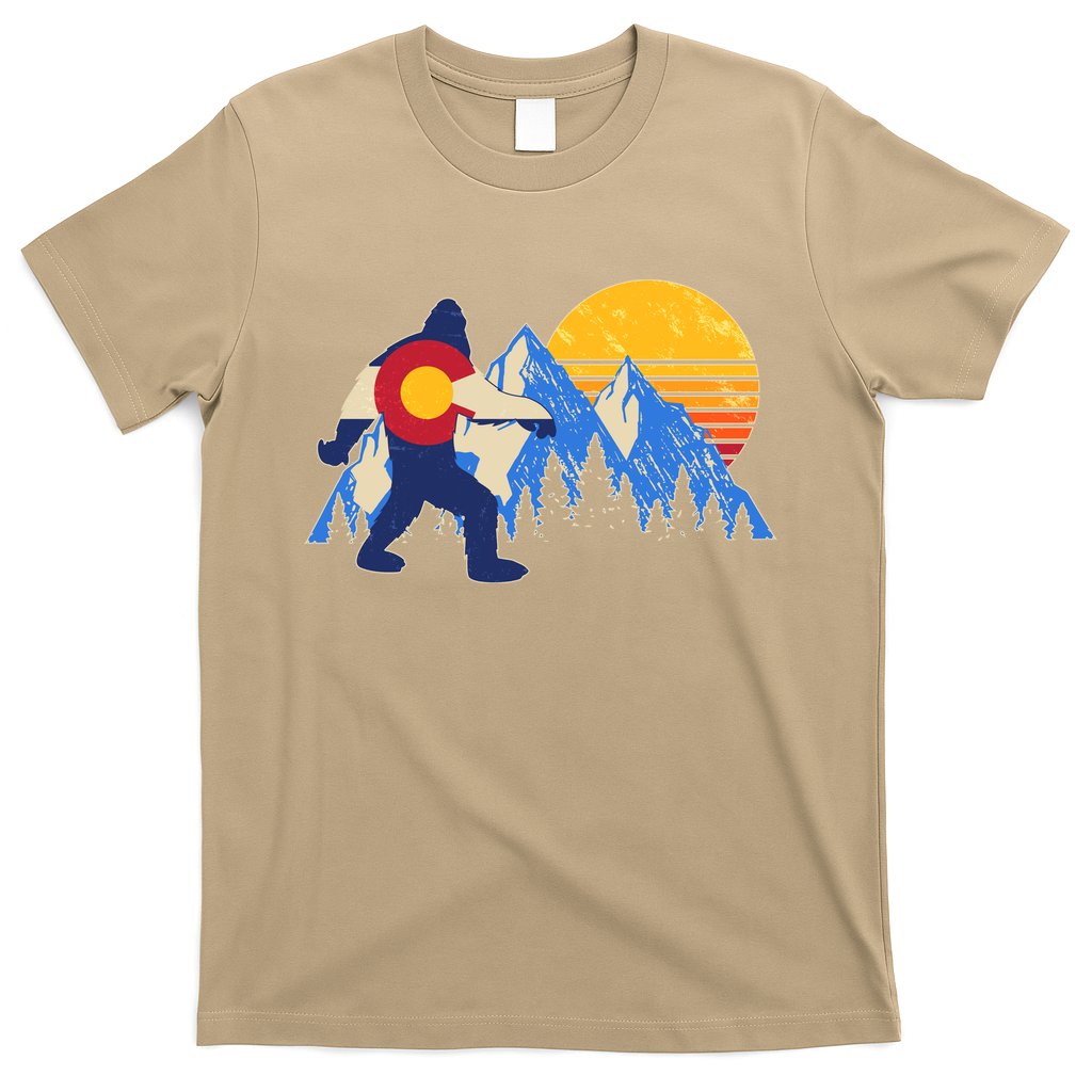 Funny Vintage Bigfoot Colorado Flag Retro Sun Mountains T-Shirt Hoodie, Sweatshirt | CoreVibeTees.com