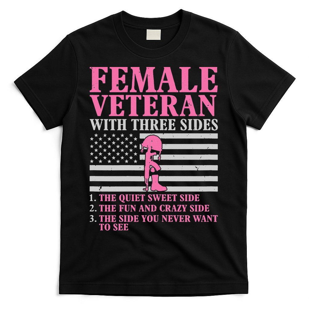 Female Veteran with Three Sides Veteran Mother Grandma T-Shirt Hoodie, Sweatshirt | CoreVibeTees.com