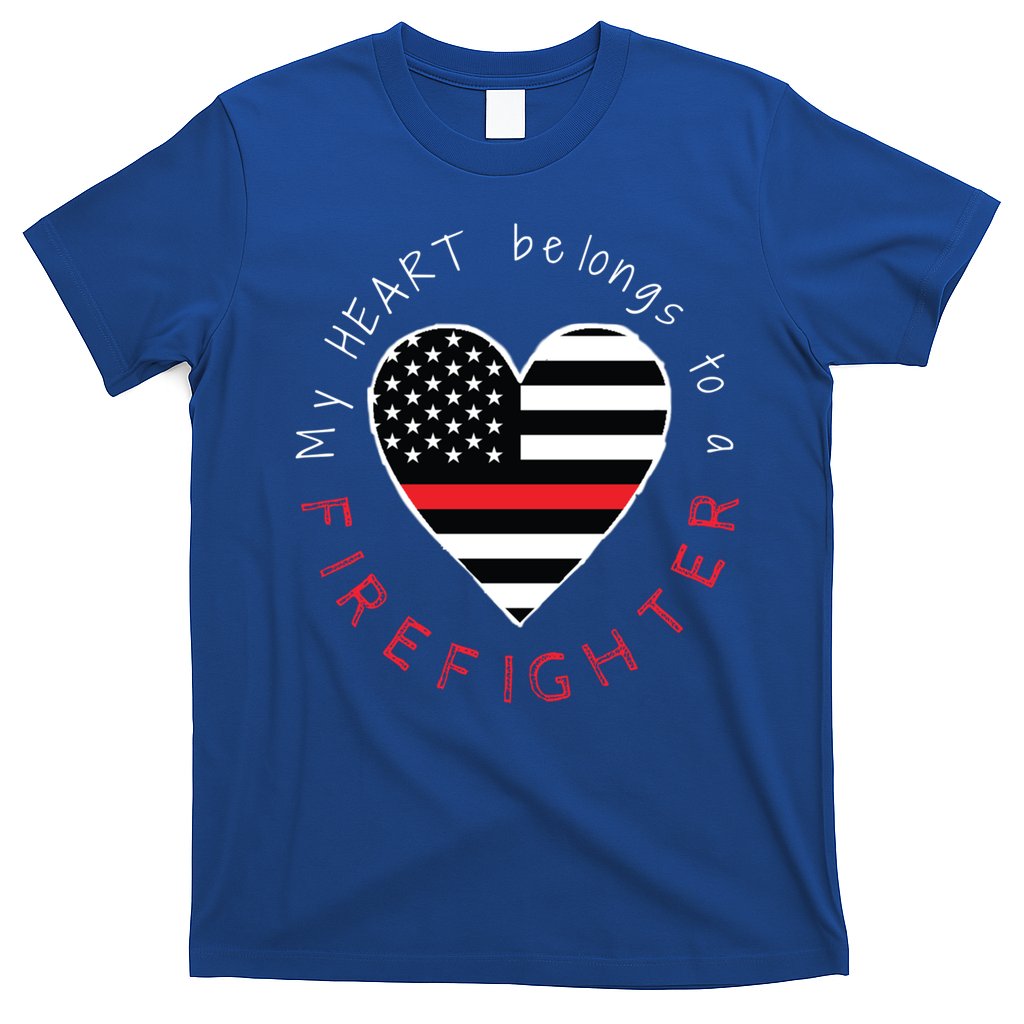 Firefighter Wife Girlfriend Thin Red Line Heart Flag Fire Gift T-Shirt Hoodie, Sweatshirt | CoreVibeTees.com