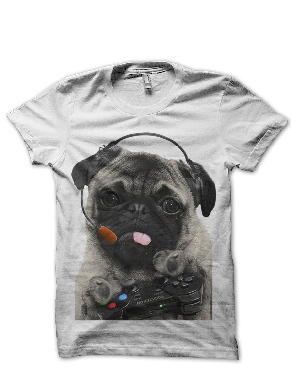 Gamer Pug White T-Shirt Hoodie, Sweatshirt | CoreVibeTees.com