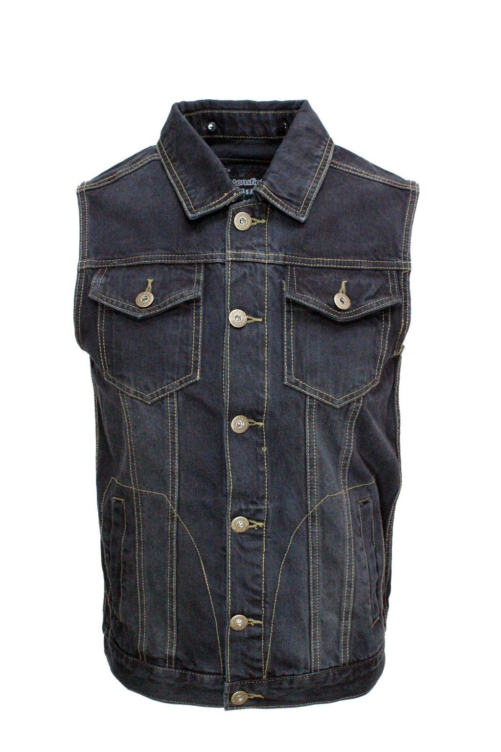 Black Washed Denim Battle Vest w/ Detachable Hoodie T-Shirts, Sweatshirt | CoreVibeTees.com (Image 3)