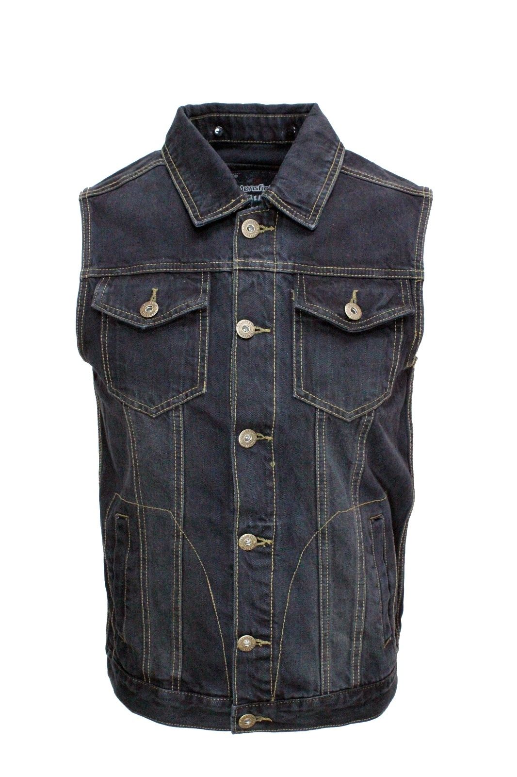 Black Washed Denim Battle Vest w/ Detachable Hoodie T-Shirts, Sweatshirt | CoreVibeTees.com (Image 3)