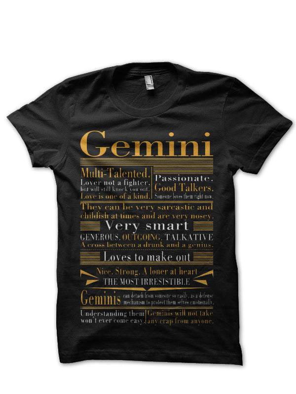 Gemini Black T-Shirt Hoodie, Sweatshirt | CoreVibeTees.com