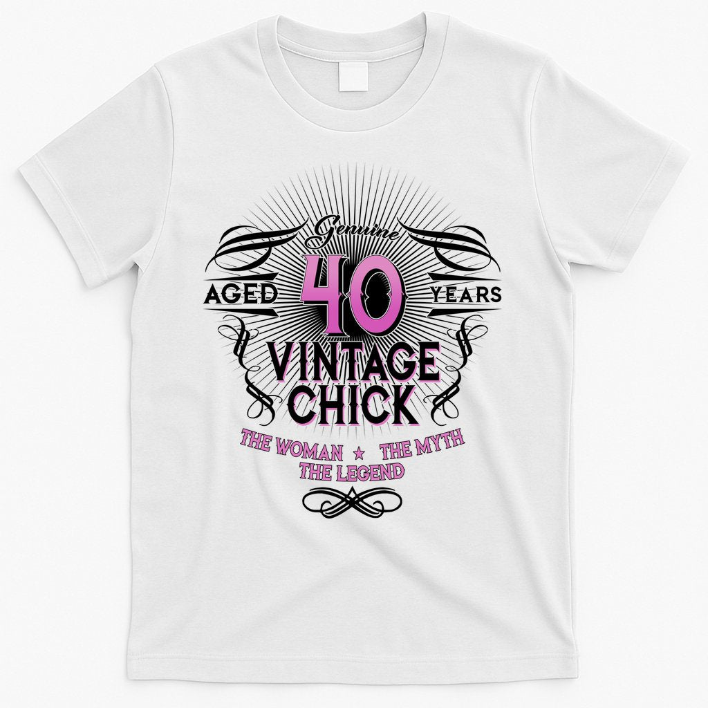Genuine Aged 40 Years Vintage Chick 40th Birthday T-Shirt Hoodie, Sweatshirt | CoreVibeTees.com