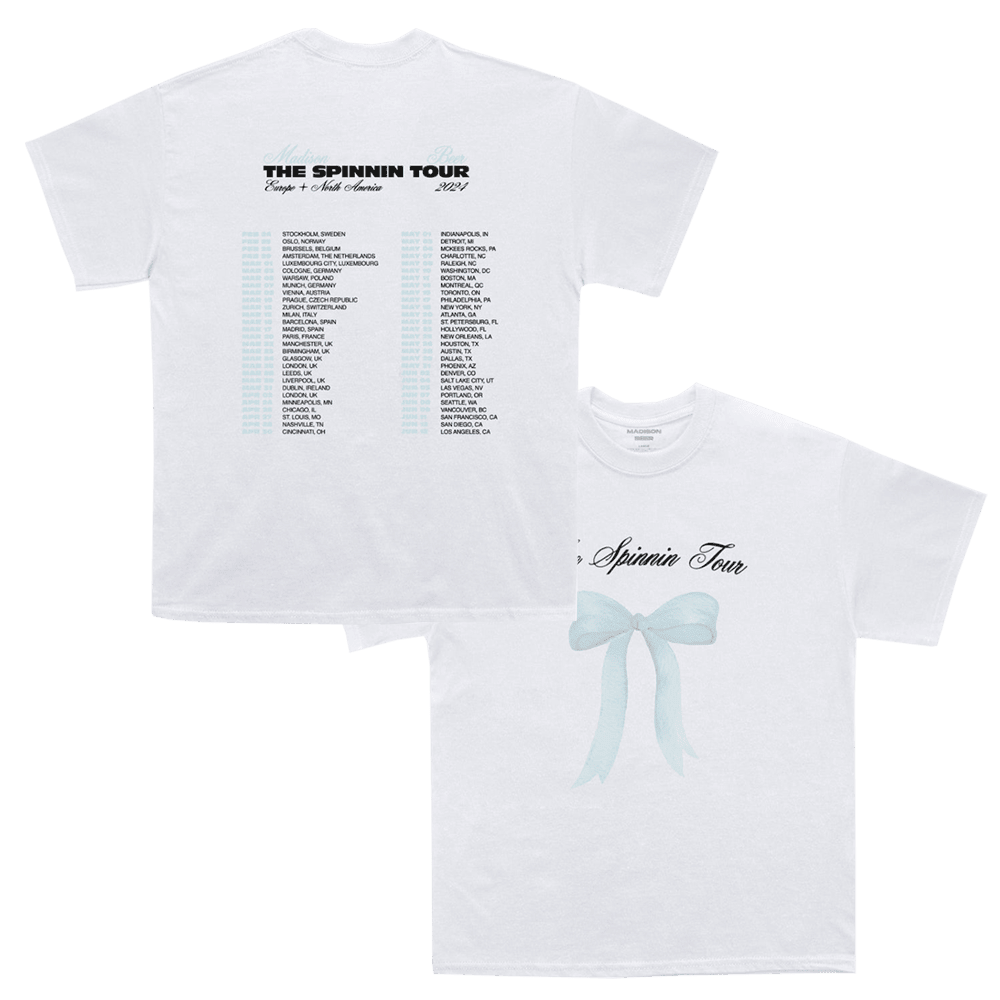 Madison Beer Merch Spinnin Tour Baby Blue Bow T-shirt Music Fans Gifts Hoodie, Sweatshirt | CoreVibeTees.com