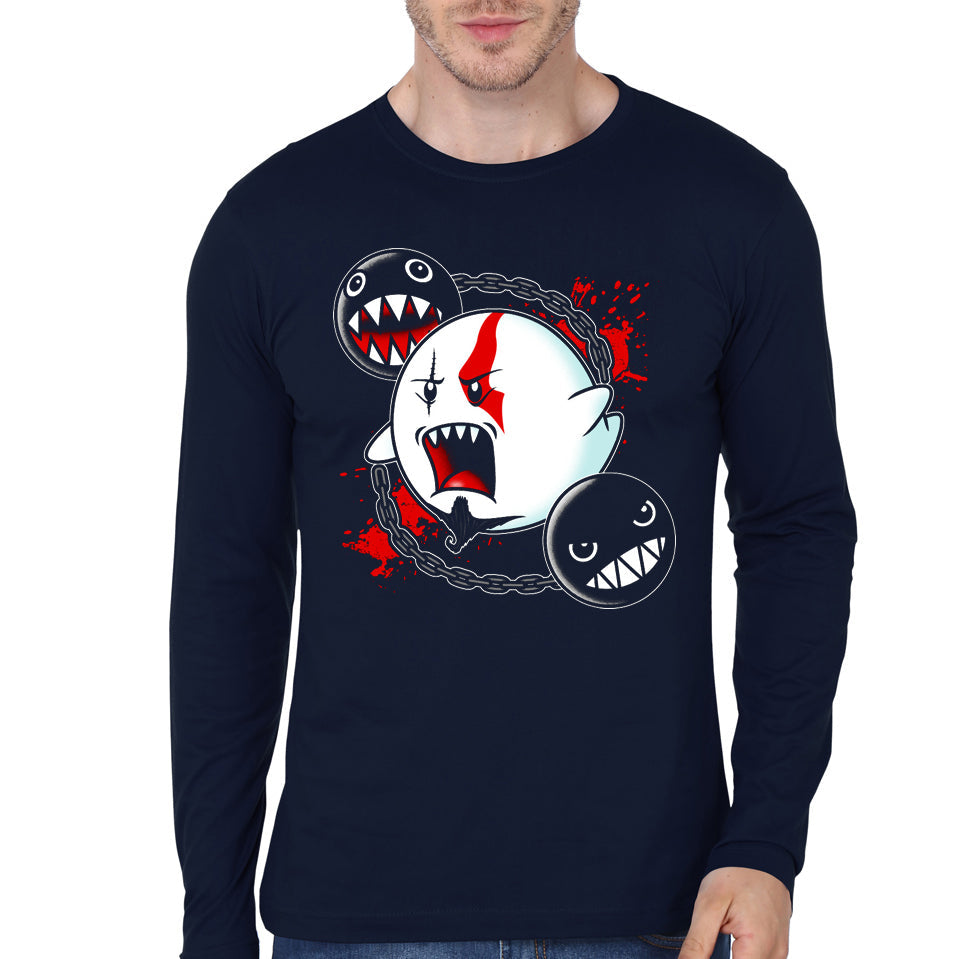 Ghost Kratos Navy Blue Full Sleeve Tee Hoodie, Sweatshirt | CoreVibeTees.com