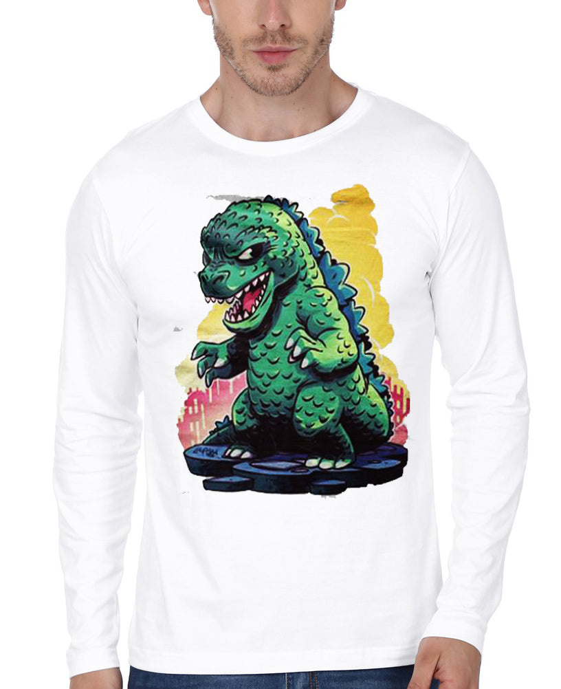 Godzilla Full Sleeve White T-Shirt Hoodie, Sweatshirt | CoreVibeTees.com