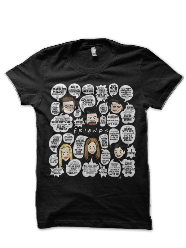 FRIENDS TV Lines Black T-Shirt Hoodie, Sweatshirt | CoreVibeTees.com