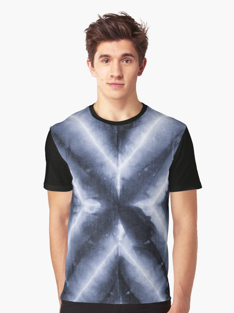 Dark Blue Tie Dye X Print Photo Graphic T-Shirt Hoodie, Sweatshirt | CoreVibeTees.com (Image 1)