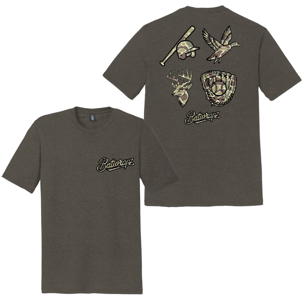 BatWrapz "Outdoorsman Camo" Youth Tee - Gray Hoodie, Sweatshirt | CoreVibeTees.com (Image 1)