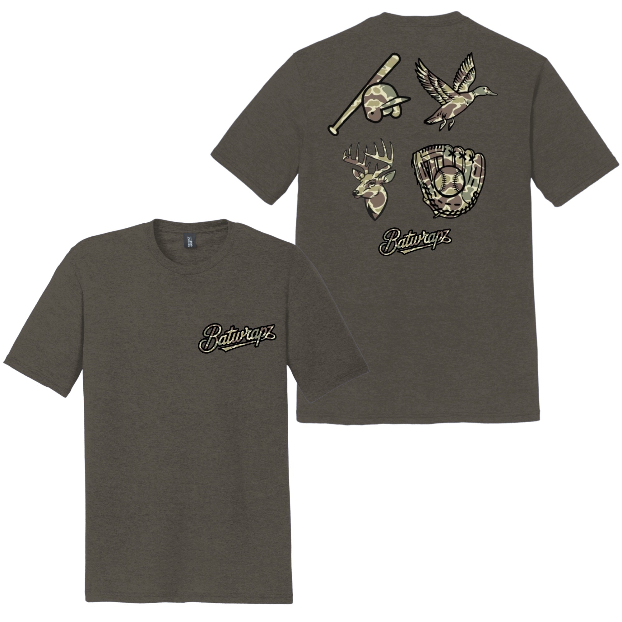 BatWrapz "Outdoorsman Camo" Adult Tee - Gray Hoodie, Sweatshirt | CoreVibeTees.com
