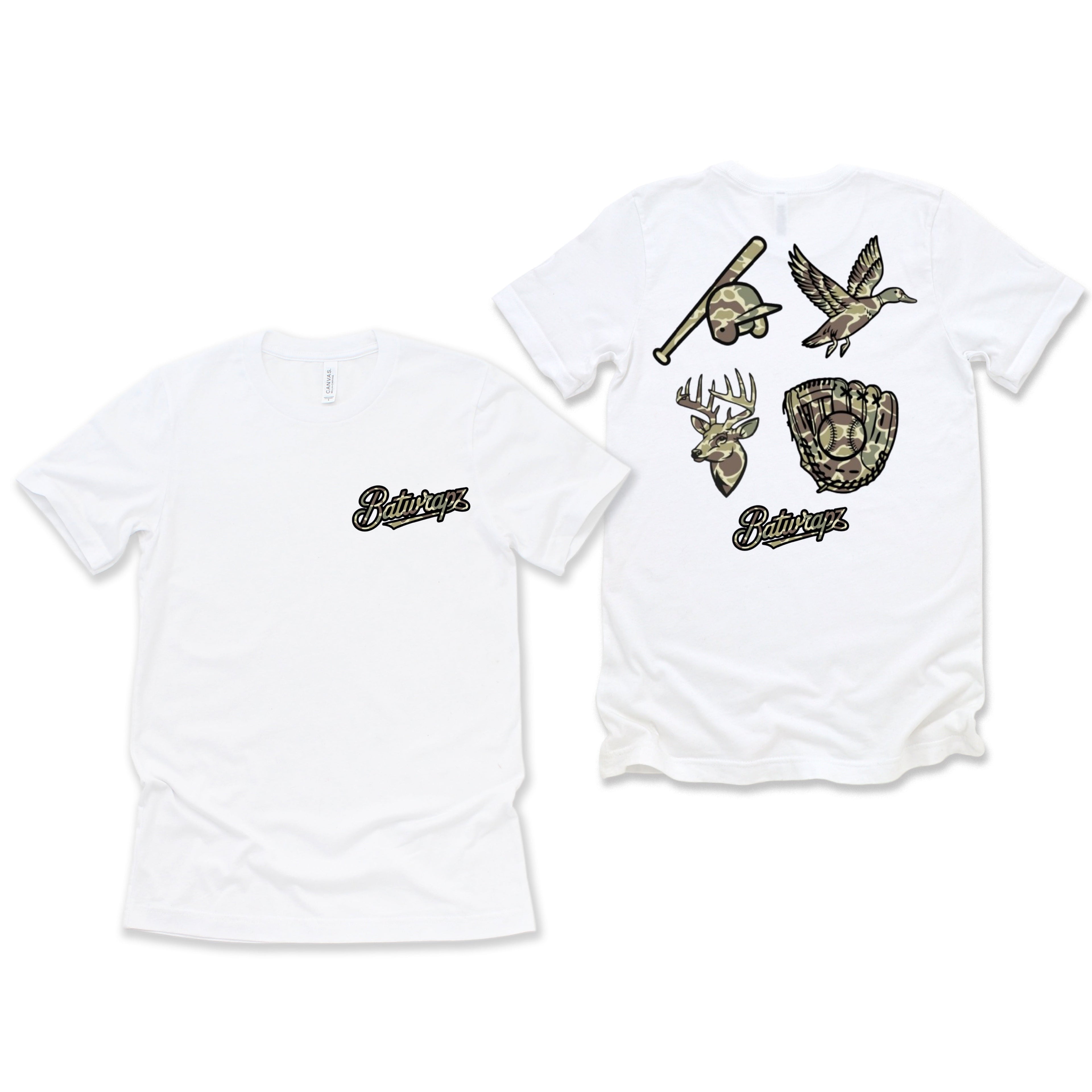 BatWrapz "Outdoorsman Camo" Youth Tee - White Hoodie, Sweatshirt | CoreVibeTees.com (Image 1)