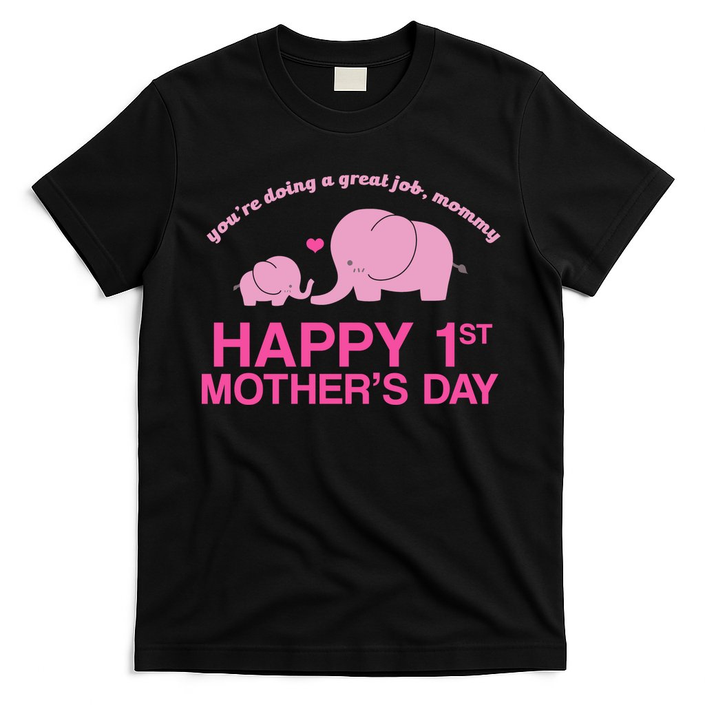 Happy 1st Mothers Day Cute Elephant T-Shirt Hoodie, Sweatshirt | CoreVibeTees.com