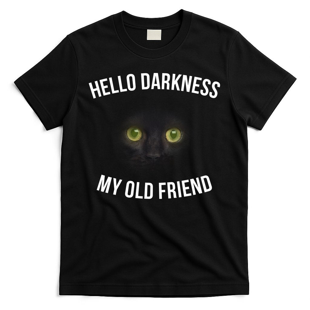 Hello Darkness My Old Friend Scary Cat T-Shirt Hoodie, Sweatshirt | CoreVibeTees.com