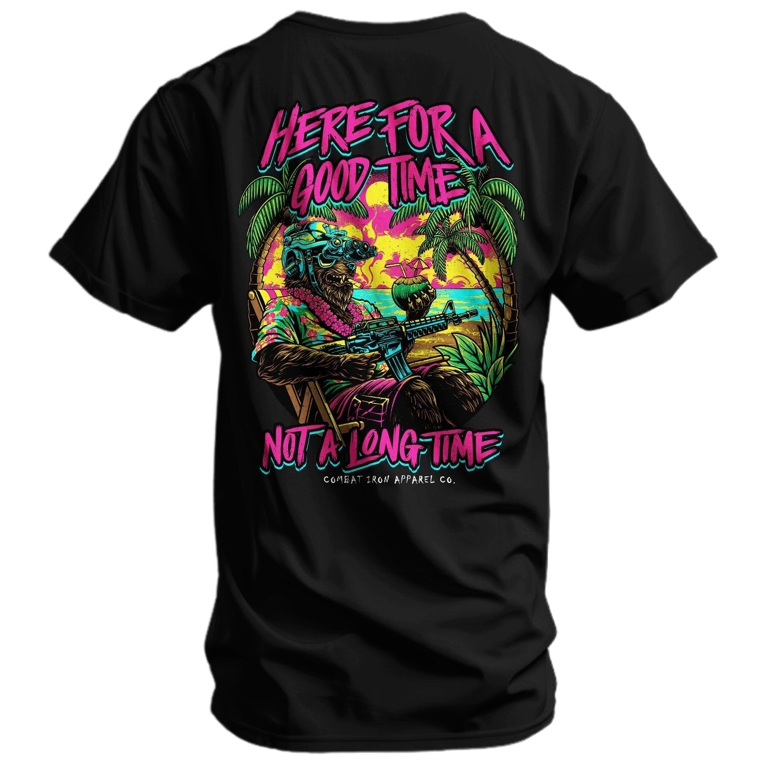 Here For A Good Time. Not A Long Time. Retro Summer Edition Men's T-Shirt Hoodie, Sweatshirt | CoreVibeTees.com (Image 1)