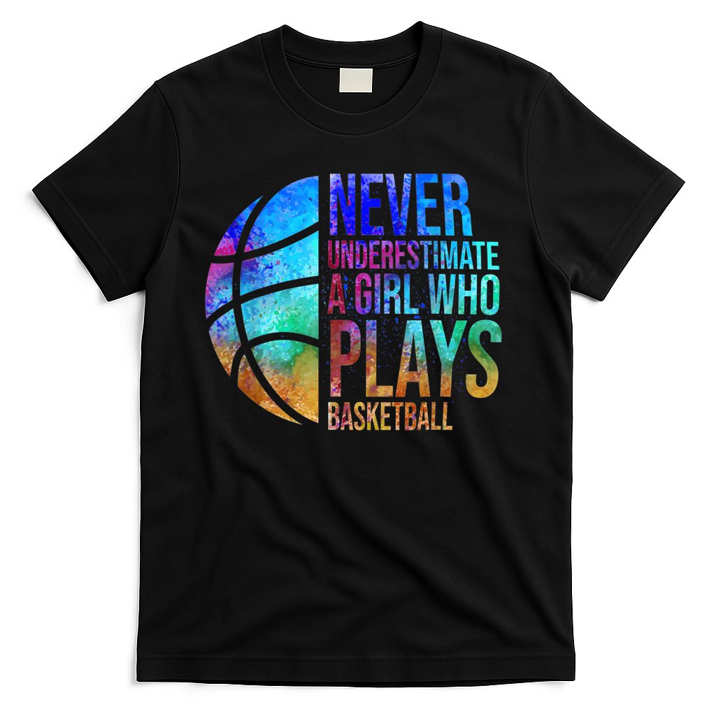 Hoops Girls Never Underestimate A Girl Who Plays Basketball. T-Shirt Hoodie, Sweatshirt | CoreVibeTees.com