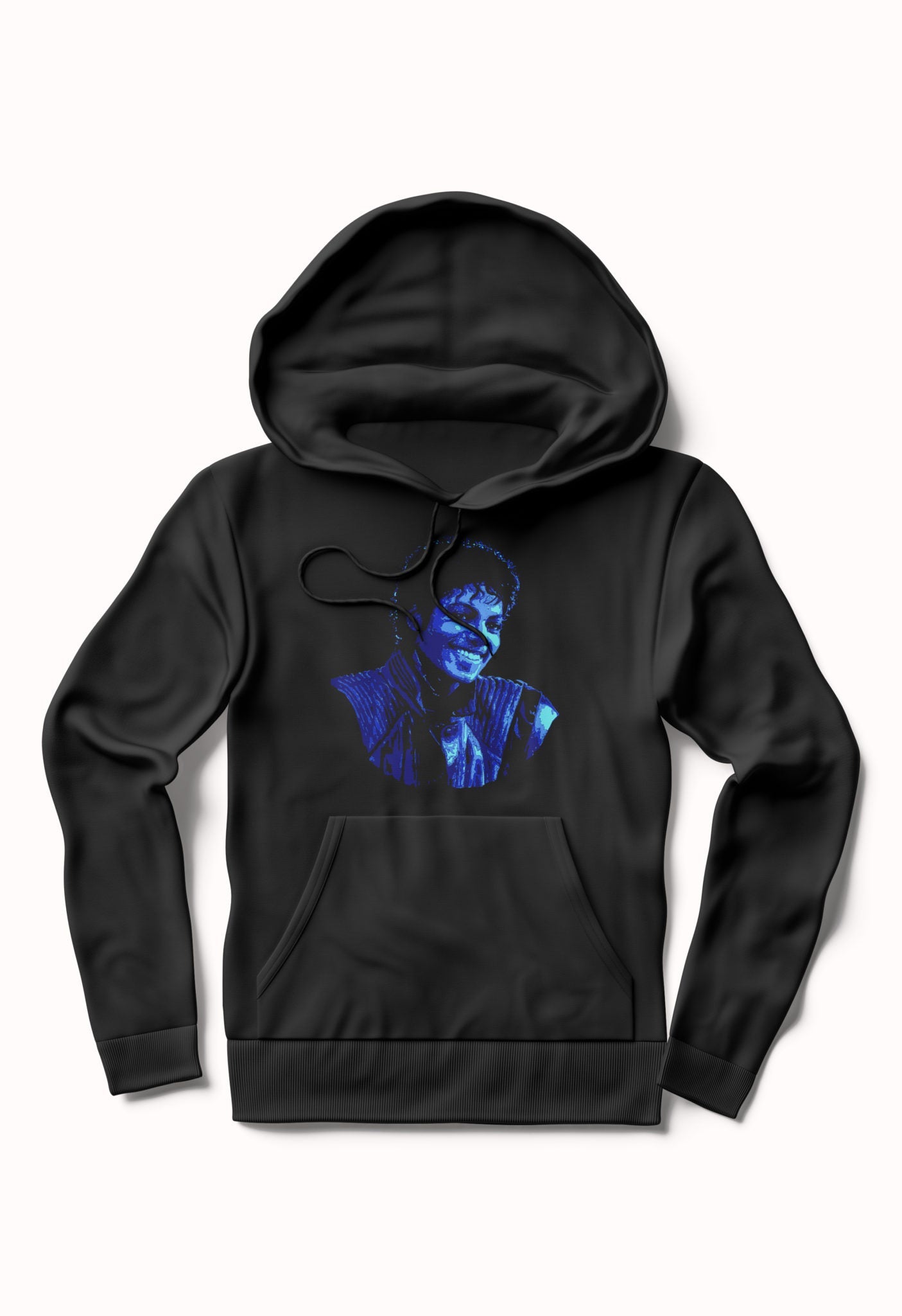 Black Tee Blue Print â€“ MJackson Portrait Black Hoodie Sweatshirt | CoreVibeTees.com